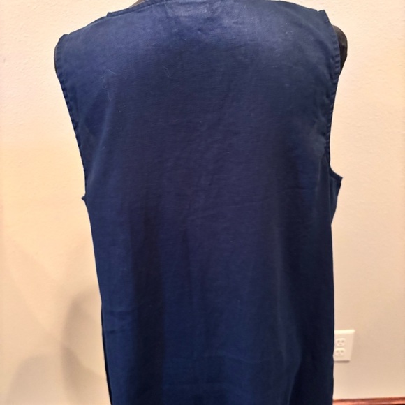 J Jill Love Linen Sleeveless Pintuck Dress in Navy, XL Tall, Beachy Summer Comfy - Picture 7 of 13